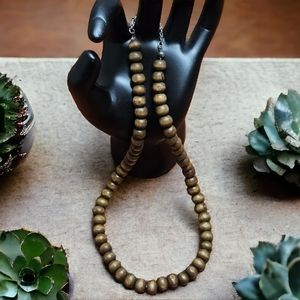 Classy 16" Brown Wood Bead Necklace